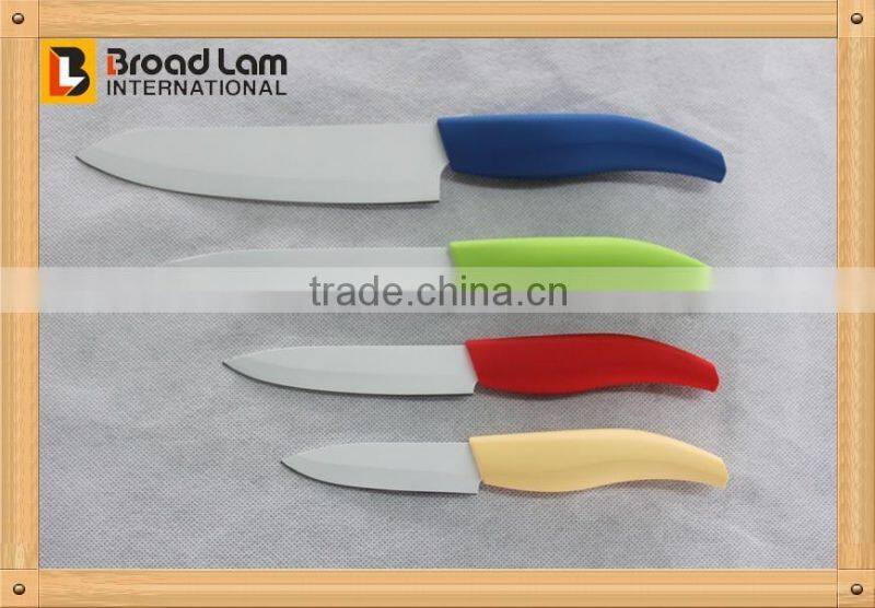 (NEW)Durable Ceramic Coating White Stainless Steel Blade Knife Set 4 sizes Assortment