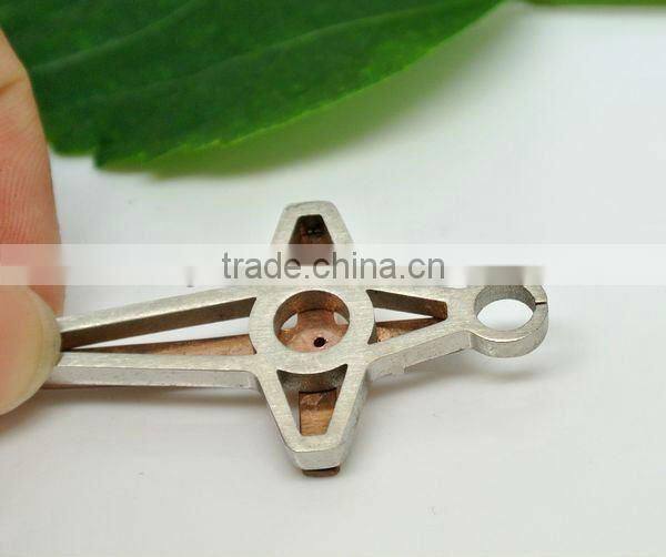 Diamond charm single stone rose hollow cross pendant