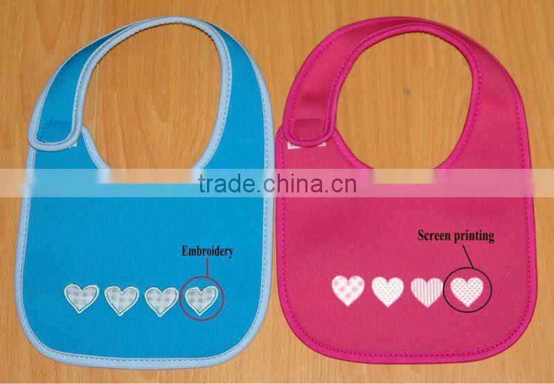 2016 High Quality&Waterproof Cheap Baby Bibs Made of Neoprene with Velcro,Baby Bibs with Cute Pattern