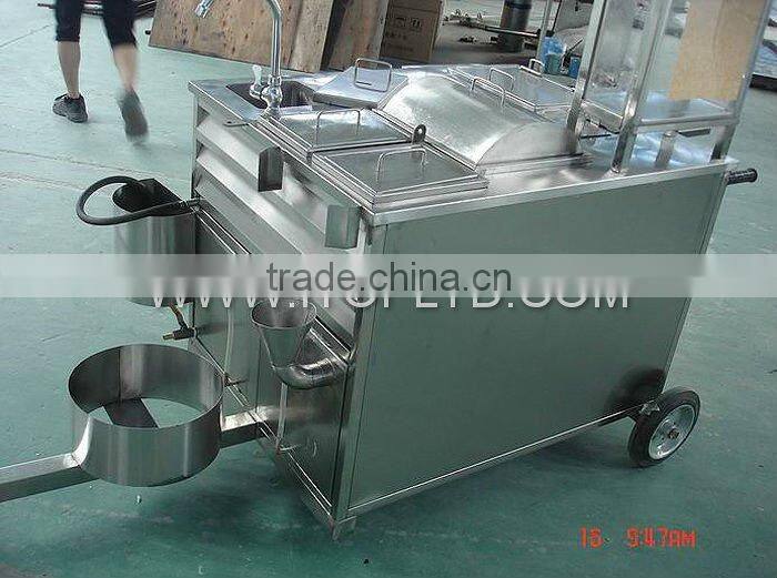stainless steel mobile gas hot dog cart , food cart , street food kiosk cart for sale