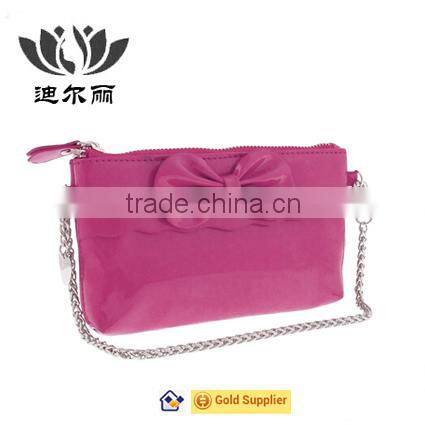 Red bow little girls shoulder bag with chain