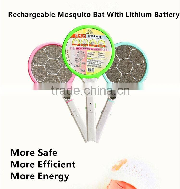QX809-6 rechargeable electric mosquito bat wire fly swatter Bug Zapper Racket