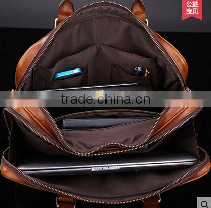 2015 new style black leather briefcase,office supply briefcase ,customised briefcase