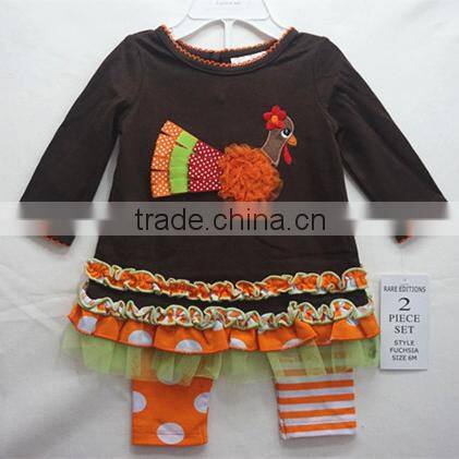 2015 Fall Thanksgiving Day Pumpkin baby girls clothes set