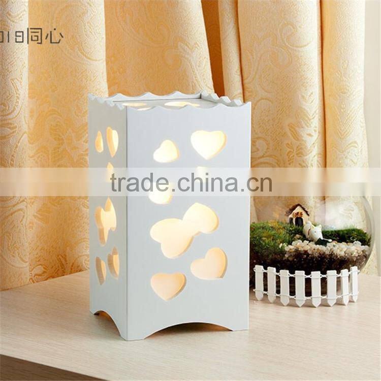 Cut out wood led night light , carved wooden cordless led table lamps