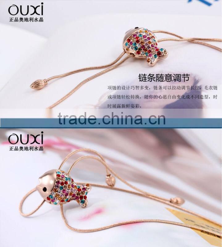 Fashion fish necklace chain with Austria Crystal