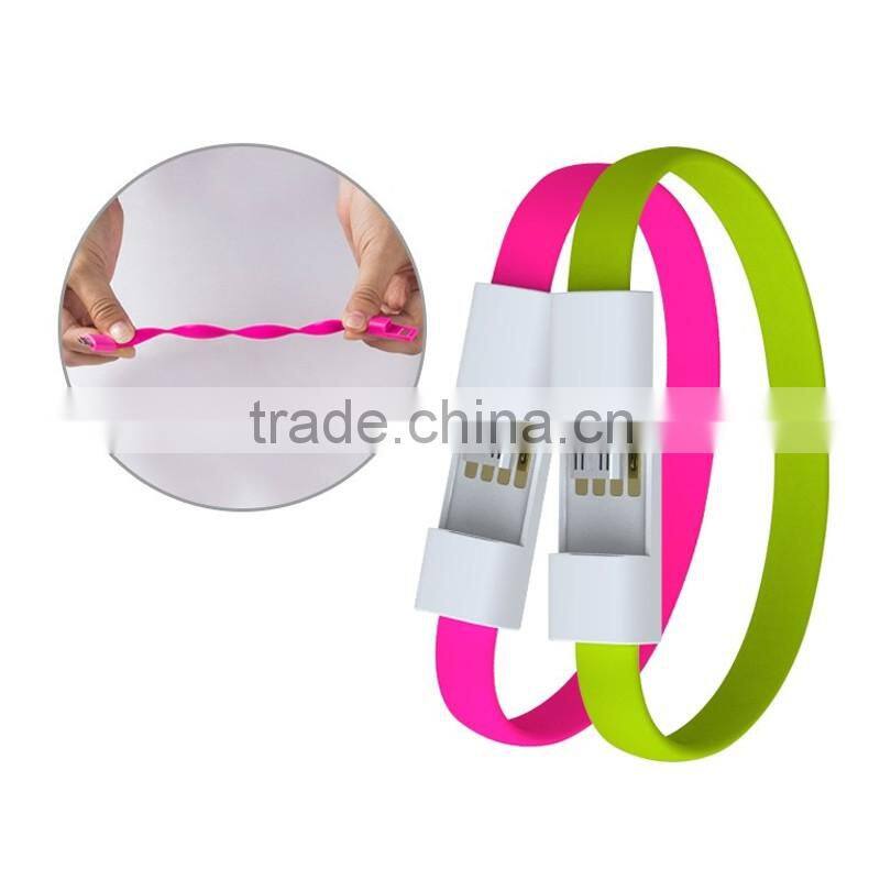 Give Away Colorful Options Wristband Usb Gift Data Cable