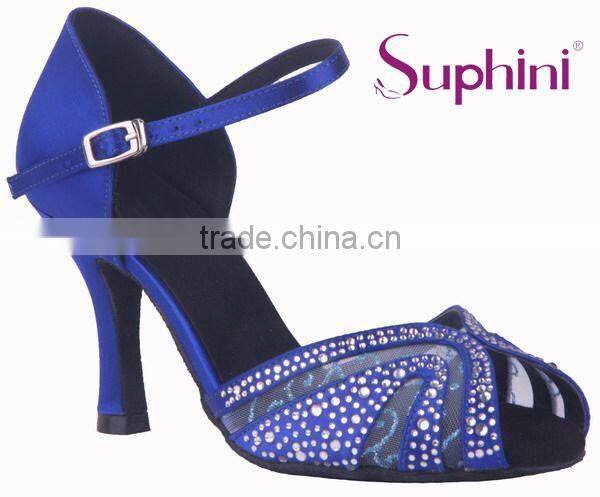 Suphini Beautiful Blue Satin Ballroom Dancing Adult Shoes