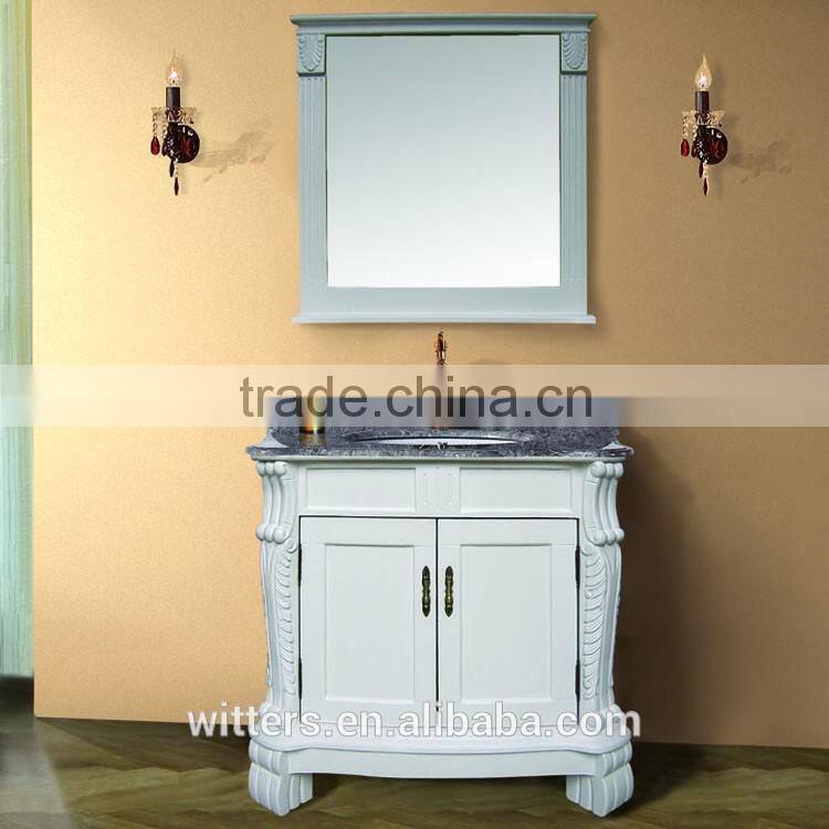WTS-1288 40'' french luxury boutique Marble bathroom Vanity and Mirror for five star hotel