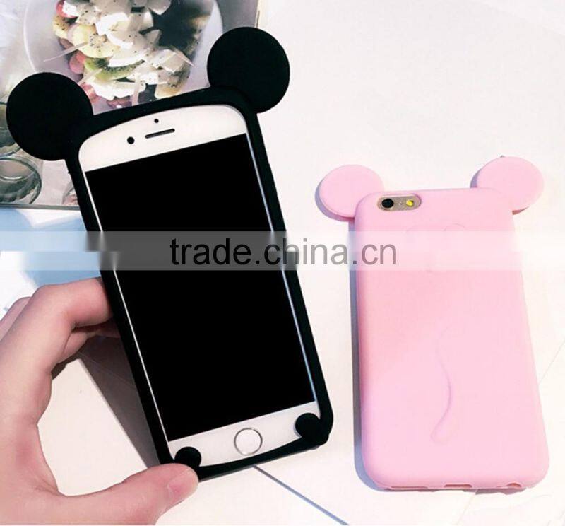 soft silicone Material colorful 3D cartoon Mickey mouse ear phone cover For iphone5 6 6s 7 plus cases