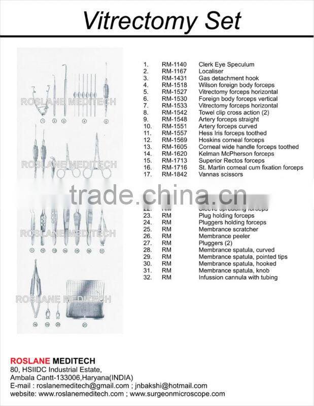 Vitrectomy Set / Vitrectomy Surgery Instrument Set