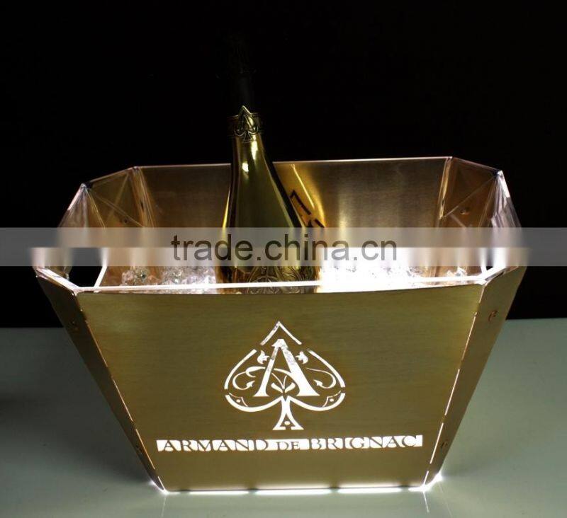 NEW Fashion Large acrylic led ice bucket, square led beer bucket for party