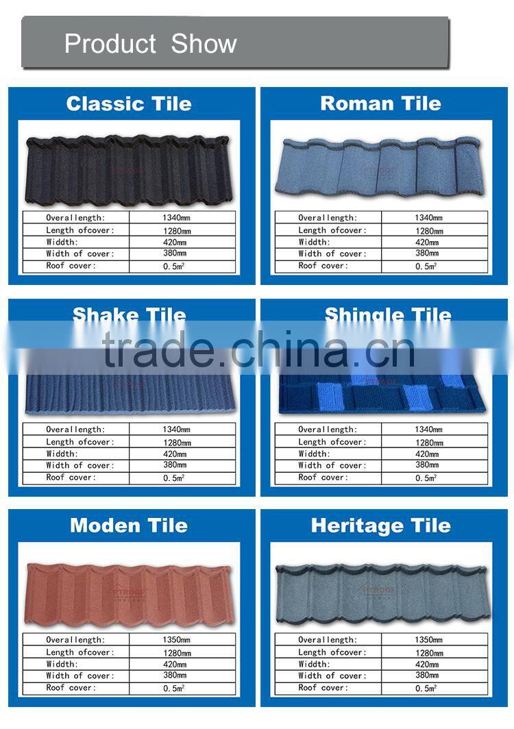 2016 Trade assurance Donyue stone coated aluminum metal roof tile price , shingle roof tile
