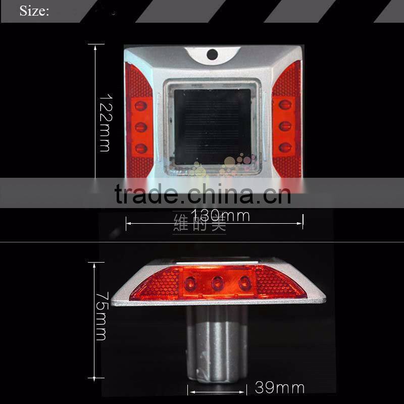 Square aluminum red Epistar LED cat eye reflector solar LED road stud