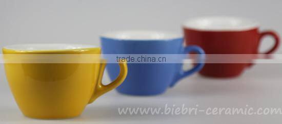 220cc Yellow And White Two-tone Color Glazed Ceramic Stoneware Coffee Tea Cups & Saucers Sets