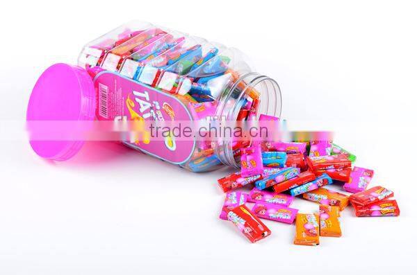 Jar wrapped fruit bubble gum chewy candy