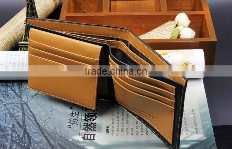 High Quality Fashion Design Mens Leather Bifold Credit Card Wallets Slim Transverse Purse Wallet Men