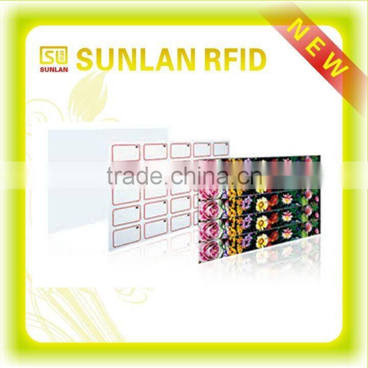 Customized size 3.56MHz A4 size pvc/pet rfid card inlay/prelam with chip and antenna(professional manuafcturer)