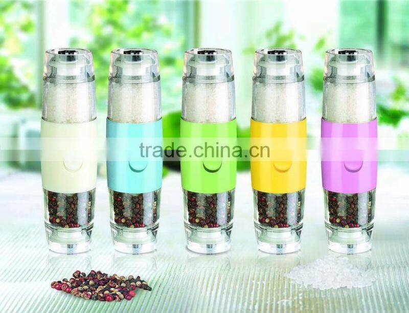 Electric 2 in 1 plastic salt and pepper mill