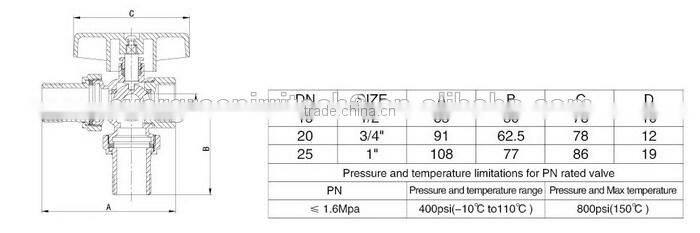3 ways brass ball valve for heating