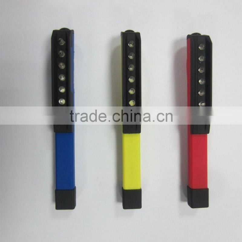 Colorful 6 LED Torch Rubber Print Light Pen