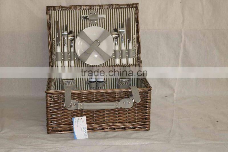 cheap wicker pinic basket square wicker picnic hamper for 6 people