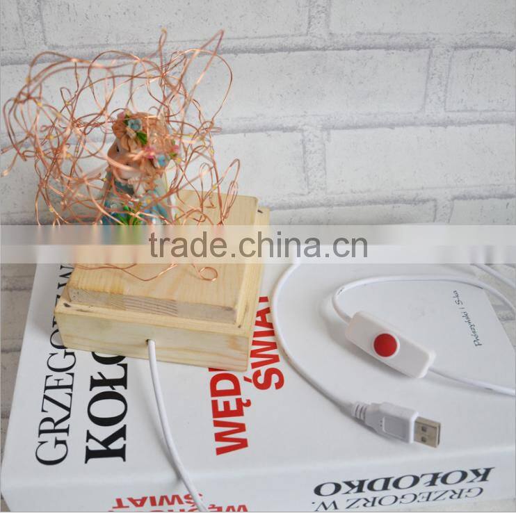 Decorative Glass House Design Night Light, Wooden DIY Fireworks Silver Flower Beautiful Bedding Room Warm Light