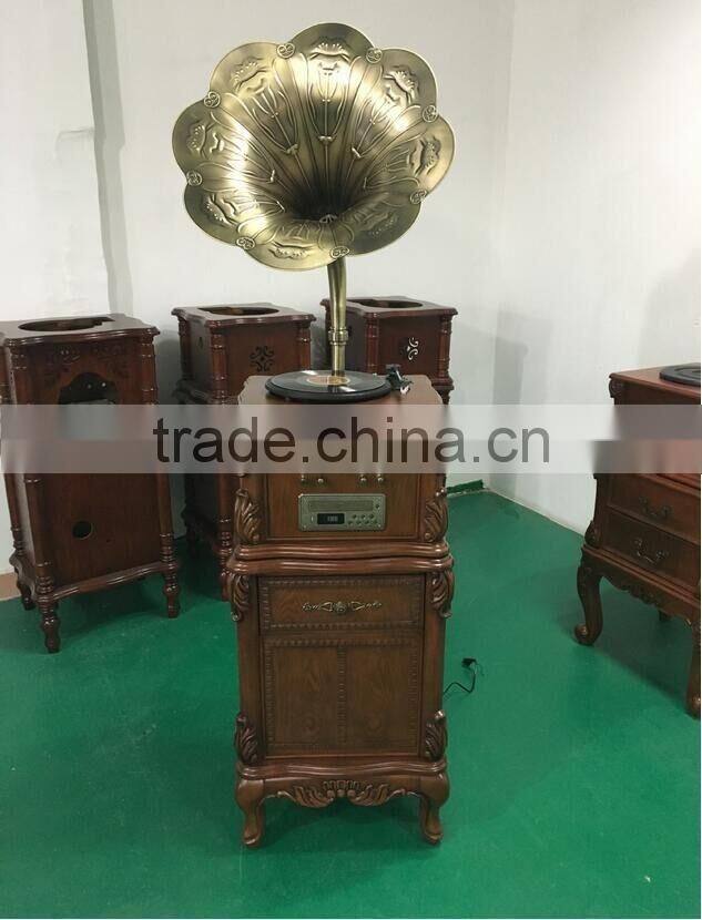 Hot High Quality Classic Wooden Radio Gramophone Luxury Retro Vinyl Phonograph Record Player Wooden Radio Gramophone