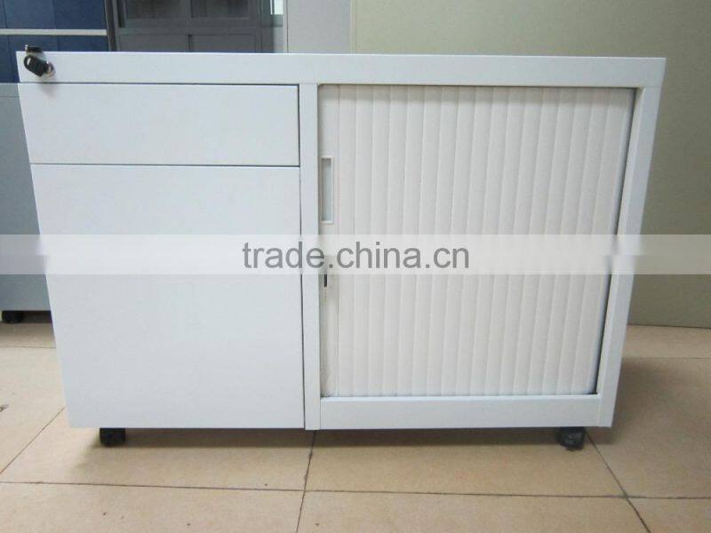 Adjustable wooden top tambour door filing cabinet side return table