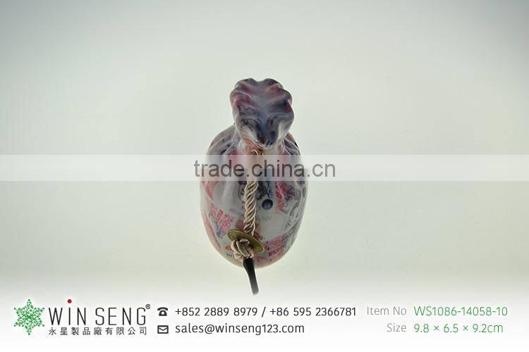 2015 new fashion style bag shape with money pattern ceramic piggy bank