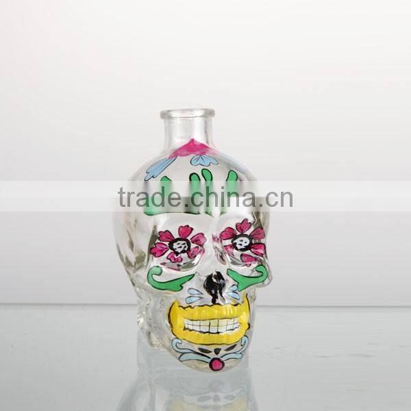 2016 newest 14oz skull paper transter glass oil&vinager bottle