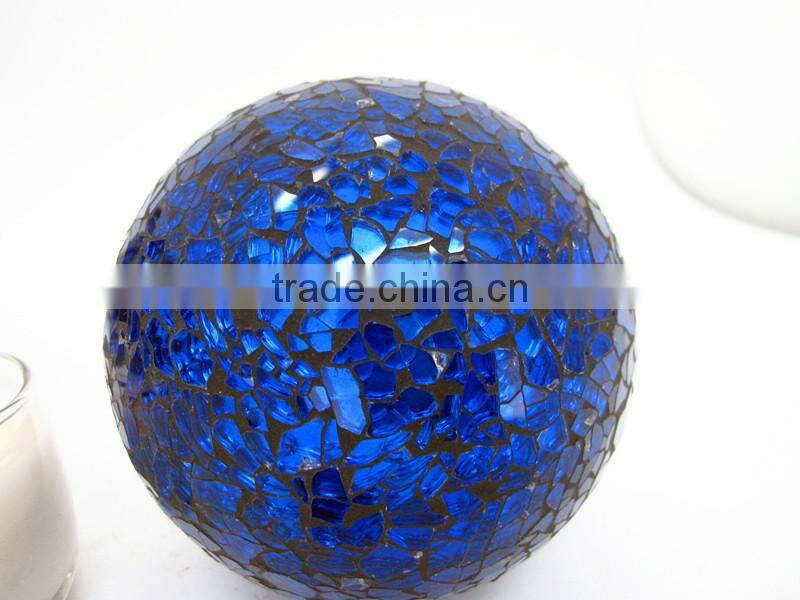 Garden Decor Dark Blue Sparkling Crackle Mosaic Mercury Glass Spheres