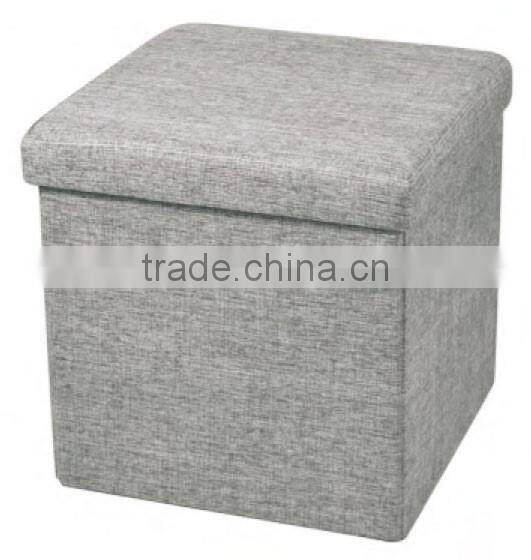Grey Polyester Linen Durable Storage Ottoman Foot Rest