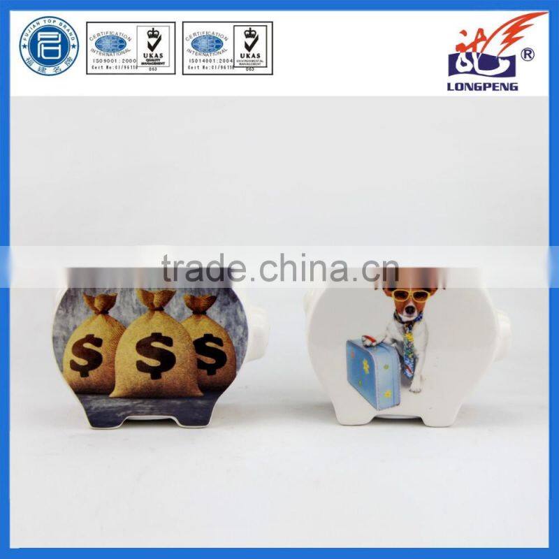 Ceramic Piggy Bank with Euro Bag,Piggy Bank with Euros,Piggy bank with Euro Symbol Euro Coin and Bill