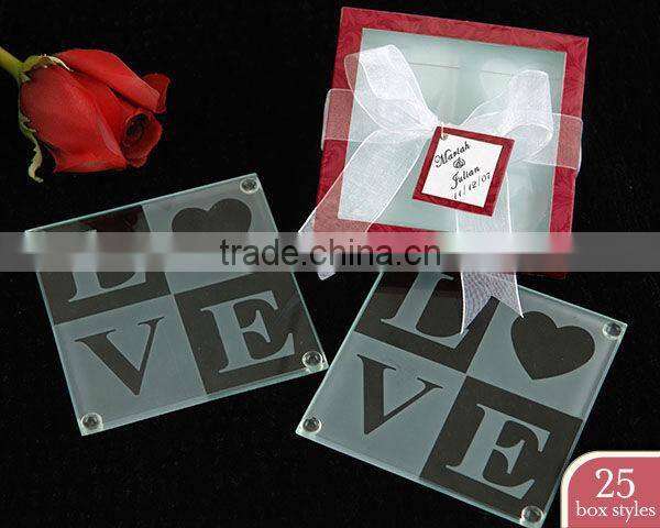 Square glass plate with prints