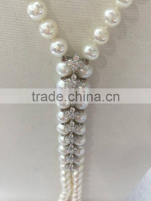 latest design 9-10mm long freshwater pearl necklace