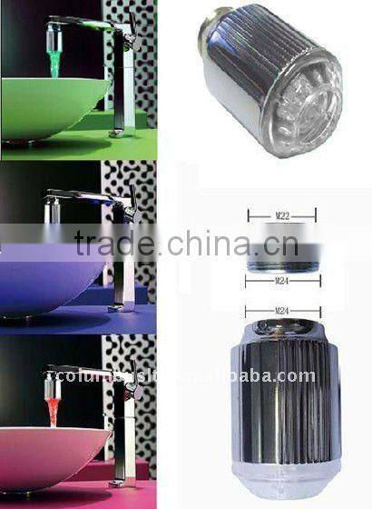 LED kitchen faucet changes color with temperature changes