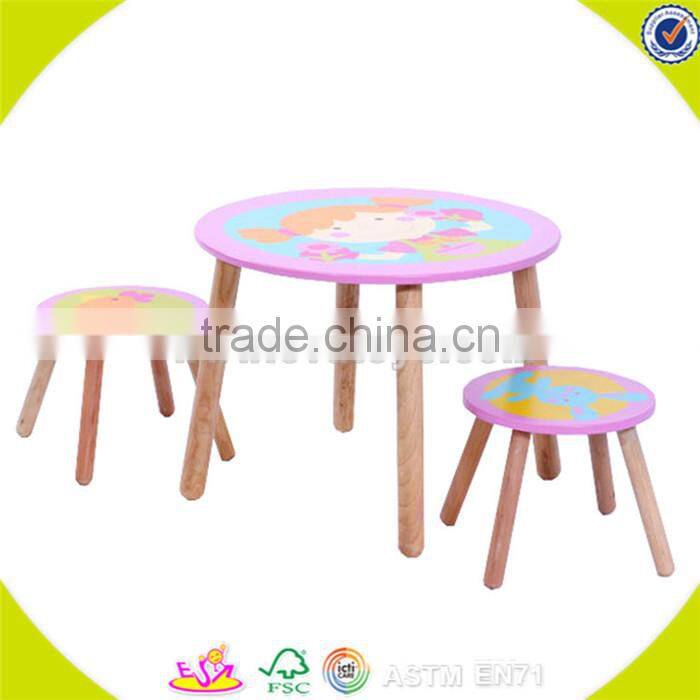 Wholesale cute style baby wooden table and chairs household top quality wooden table and chairs set W08G092