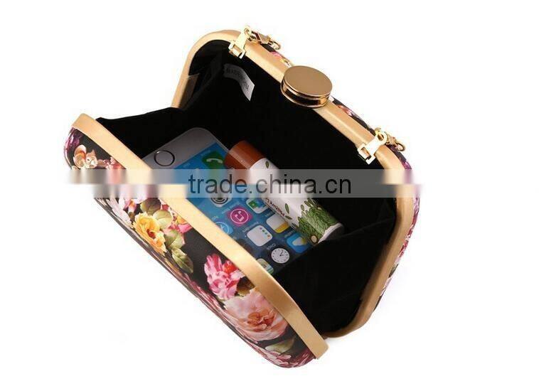 flower colorful printed party bag lady fancy clutch bag