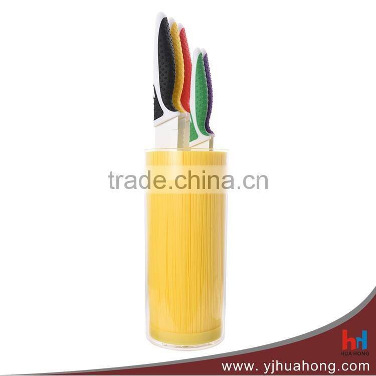 Lovely Pink Color Coating Knife Set,Kitchen Knife Set with Pink PP Block