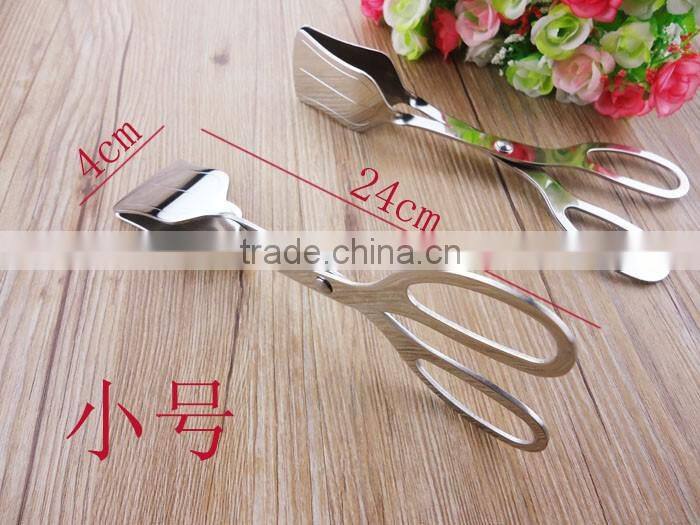 OEM logo Cooking Tools Utensils 10inch stainless steel kitchen scissor tongs , bbq scissor tongs