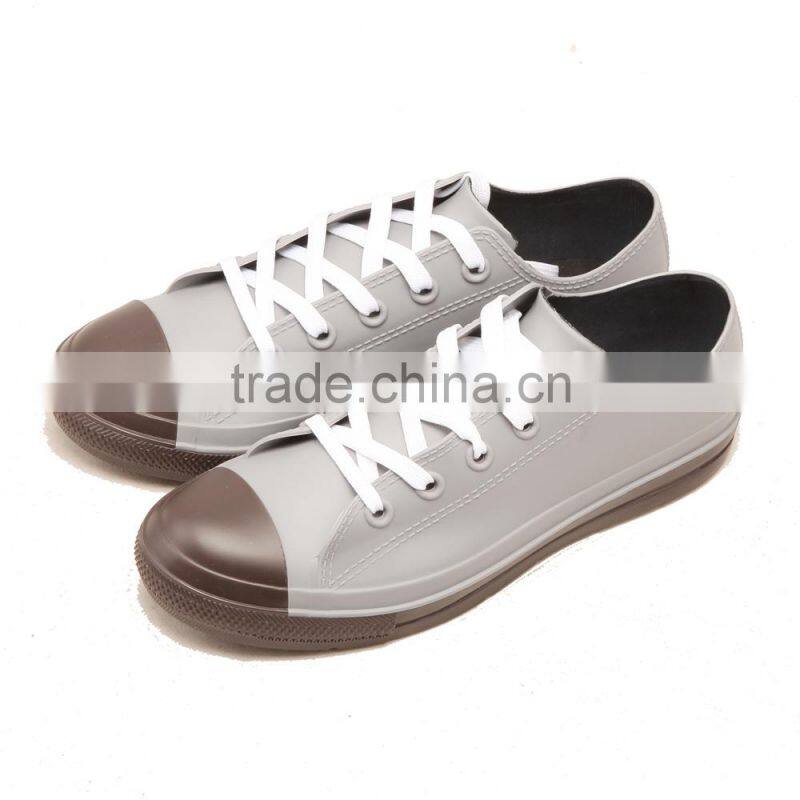 waterproof lace up black white pink cheap new design low height girls womens garder shoes casual gym style PVC rain shoe wellies