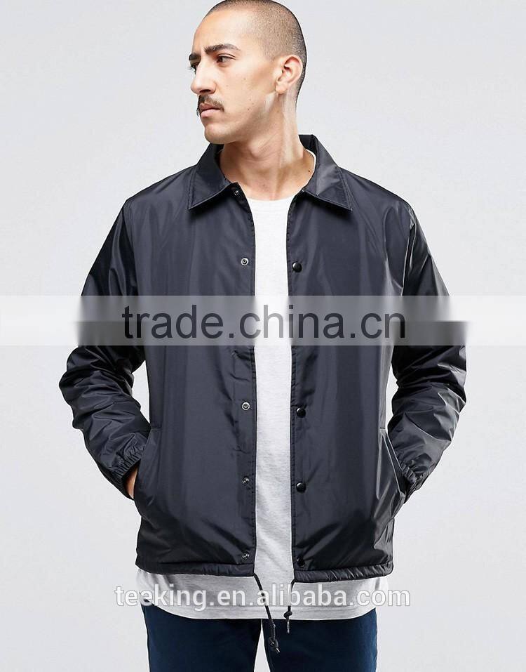 custom black plain button up track jacket