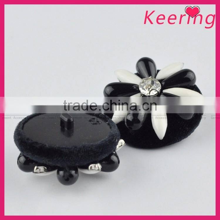 Keering-made new arrival black handmade sew on fancy decorative buttons for fur coat WBKA-301