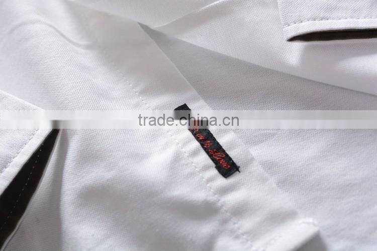 100% cotton men Oxford Casual Shirt, Long Sleeve Shirt with embroidery & elbow patch