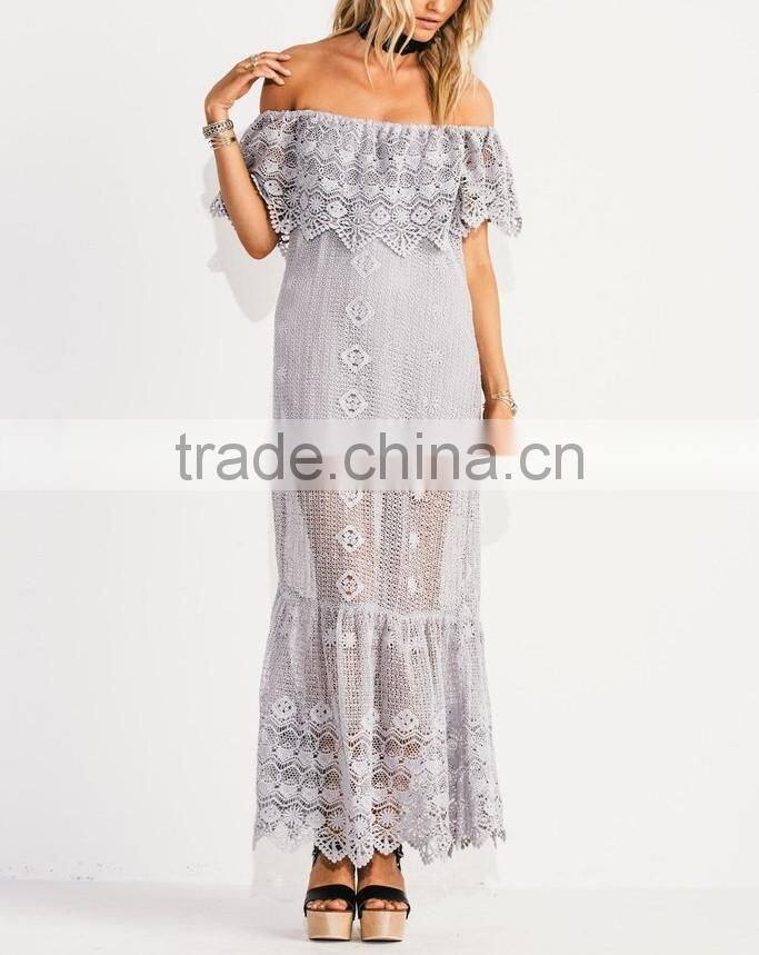 Romantic Off The Shoulder Lace Weddings Bridesmaid Dresses Sexy Nighty Maxi Long Ladies Party Dress 2016 HSD5658