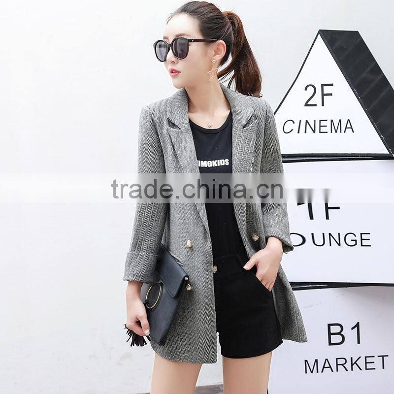 Custom Design Ladies Korean Fashion Linen Jackets Loose Fit Casual Jackets