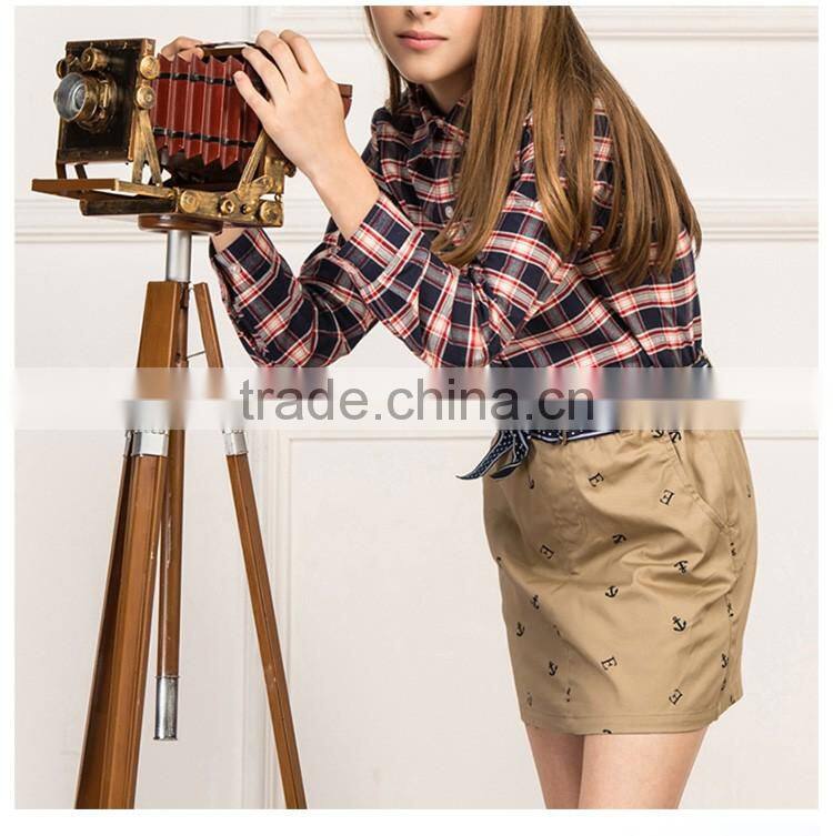 New Design Spring Middle Classic School Uniform Plaid Shirt
