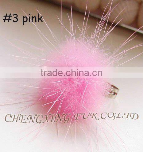 CX-A-27 Decoration Colourful Genuine Mink Fur Ball Finger Ring