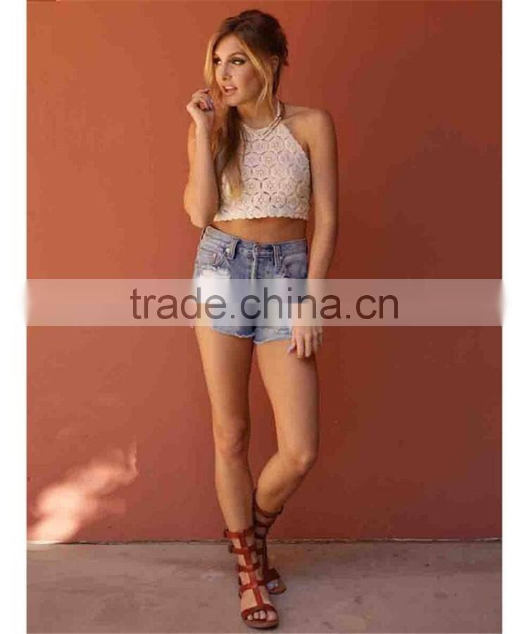 Hot sale open back white cami mini short singlet cami